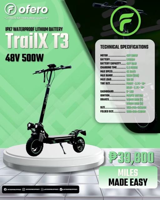 Ofero TrailX T3 electric scooter for Ofero ebike Philippines Ebike Store Visit guide in Manila